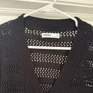 Sonoma Women's Black Open-Knit Cardigan